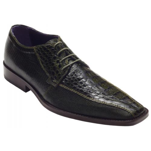 David X "Gino" Black Genuine Crocodile / Lizard Shoes